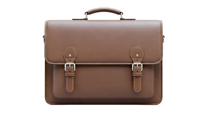 Classic Brown Leather Satchel Bag with Buckle Closures