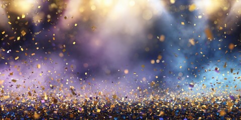Obraz premium The Confetti Shower Over Glittering Bokeh Lights Creating Vibrant Festive Background and Celebration Mood