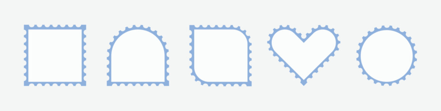 Postage stamp borders set vector. Blank postage stamp clean postage stamp isolated on white background. vector illustration