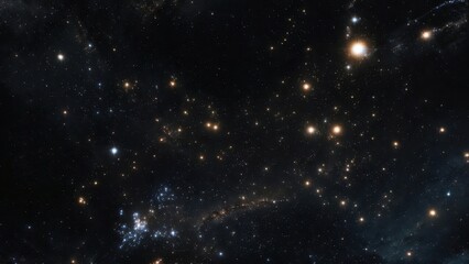 Naklejka premium Starry night sky with bright celestial bodies and glittering constellations.