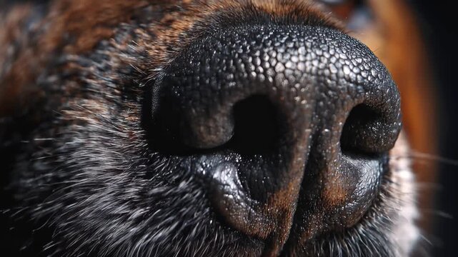 Close up of various dog noses showcasing unique textures and patterns in high detail