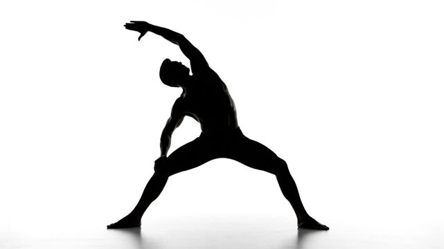 Silhouette of a person in a dynamic pose against a bright background