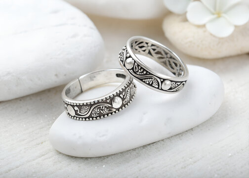 Toe rings (bichiya) isolated on white