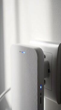 Modern electronic device plugged into a wall outlet