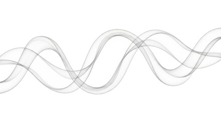 Gray abstract flowing lines isolated on transparent background.