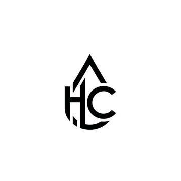 Abstract hlc monogram water drop shape design for brand identity