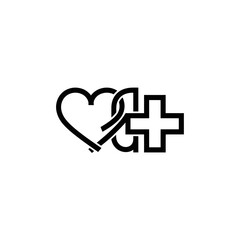 Obraz premium Medical healthcare concept icon featuring heart shape and cross symbol