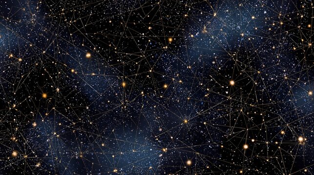Seamless cosmic constellation pattern with delicate stars