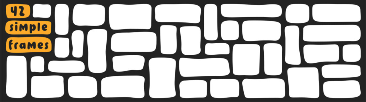 Pack with 42 wavy rectangles drawn in black and white color.