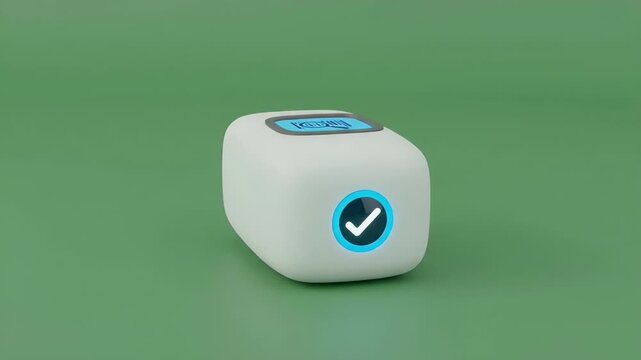 Mini Smart Cube Projector or Portable Entertainment Device on Green Screen, Technology Gadget