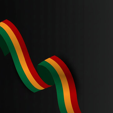 A vibrant red, yellow, and green ribbon gracefully unfurls against a dark background, symbolizing freedom, heritage, and celebration for Juneteenth.