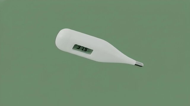 Digital Thermometer Showing Temperature, Medical Device for Health Monitoring on Green Screen