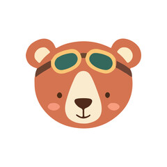 Naklejka premium Cute Bear Aviator Face