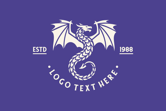 Vintage Dragon Logo Mascot Emblem Template