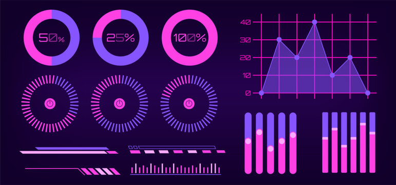 Pink Purple Futuristic HUD Digital Interface Collection