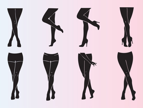Elegant set of womens legs in stockings and high heels illustration