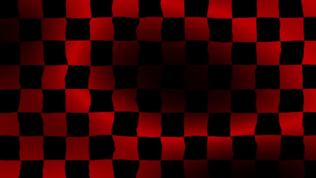 Dynamic Wavy Red and Black Checkered Pattern Background with Gradient Effect for Modern Design and Visual Concepts