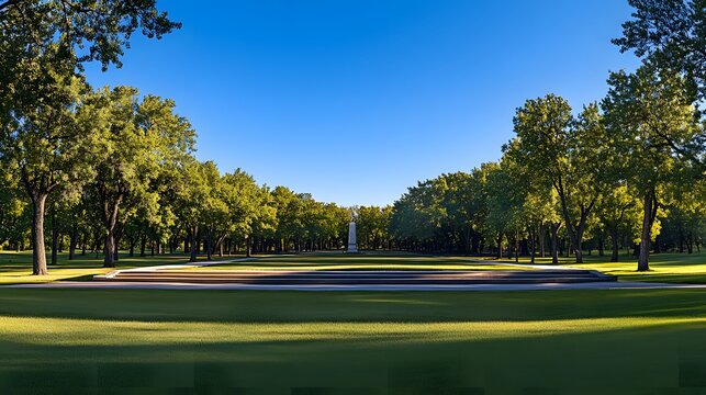 Park under a clear blue summer sky.