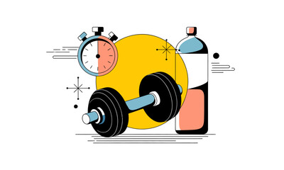 Obraz premium Fitness Training Time Illustration
