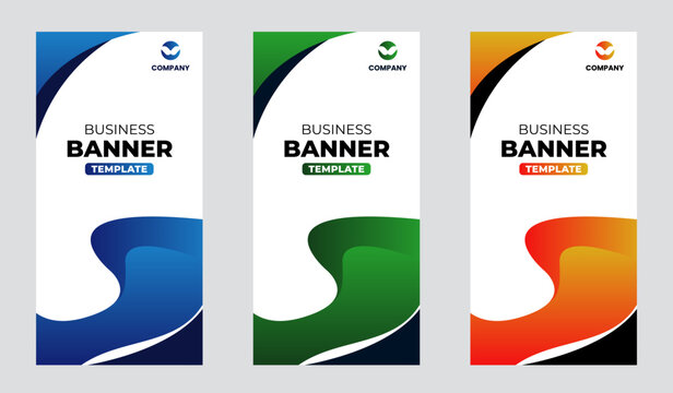 Set of Vertical Business Banner Template. Modern Graphic Design with Abstract Gradient.