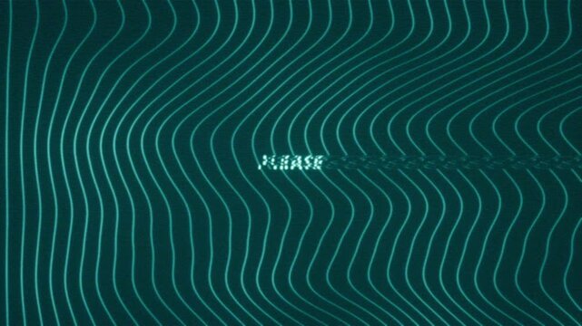 Animated digital request concept featuring glitching Please text over a dark blue background with flowing neon wave lines and subtle screen distortion.