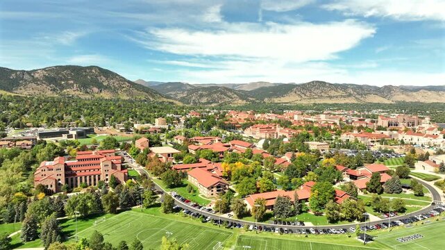 University of Colorado Boulder (CU Boulder) on a fall day - Aerial Drone View
