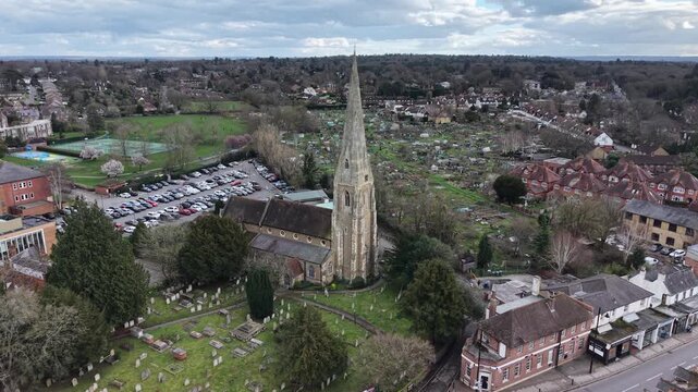 St James's Church Weybridge Surrey UK drone,aerial