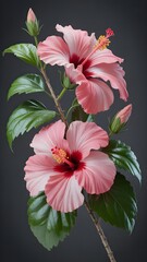 Obraz premium Hibiscus Blossom: Capture the delicate beauty of a hibiscus flower in full bloom, showcasing its vibrant petals and intricate details.