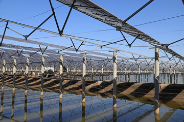 Close-up of Floating Photovoltaic Power Station Support and Pile Foundation Structure