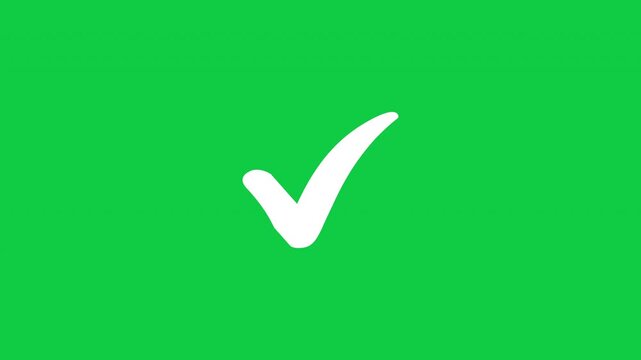 Checkmark Icon Animation Tick Symbol For Success Approval Correct Sign Task Completion White Isolated On Green Background