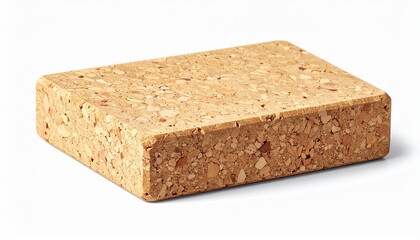 Minimalist Cork Block Isolated on White Background Sustainable and Eco-Friendly Material for Lifestyle and Design.
