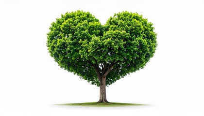 Heart Shaped Tree on White Background Representing Love and Nature.