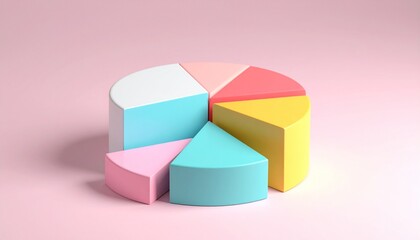 Fototapeta premium Pastel Pie Chart Illustration Displaying Business Data and Statistics for Financial Reporting Modern Design.