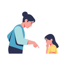 Fototapeta premium Mother Scolding Daughter, Parent Discipline, Child Listening, Family Conflict, Sadness