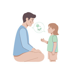 Fototapeta premium Father and Child Learning About Plants and Nature
