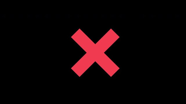 Cross Mark Animation Close Error Exit Buttons Negative Feedback Red Isolated On Black Background