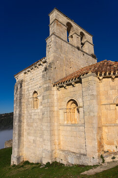 Romanesque church of San Pantaleon de Losa in the Merindades area of Burgos province. Castilla y Leon. Spain.