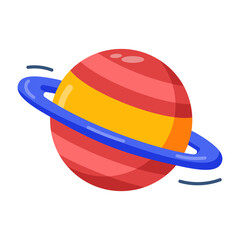 Flat style icon showing saturn planet  © Prosymbols