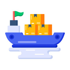 Fototapeta premium A flat style icon of a cargo ship