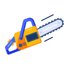 Naklejka premium Flat style icon depicting a chainsaw