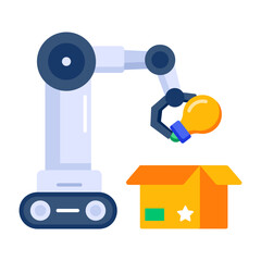 Flat style icon depicting a working robot