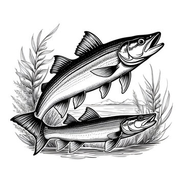 Walleye Pike Hand sketched, hand drawn vector clipart