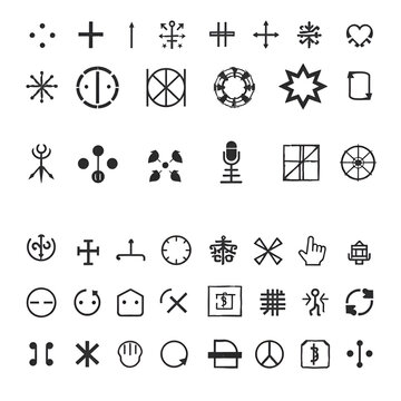 A collection of various symbols and punctuation marks on a white background