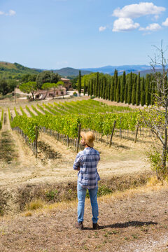 Man standing in vineyard