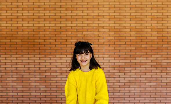 Portrait of a girl with braces on her teeth