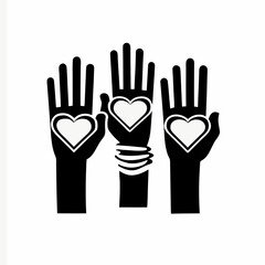 Fototapeta premium hearts in hands icon silhouette illustration for love care support charity design