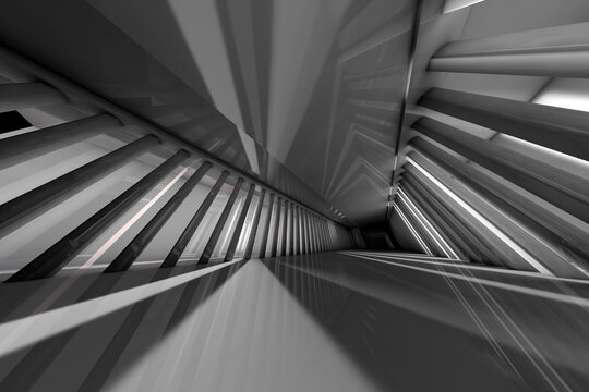 Futuristic empty room, 3D Rendering