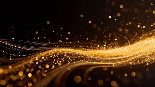 Golden light particles in motion