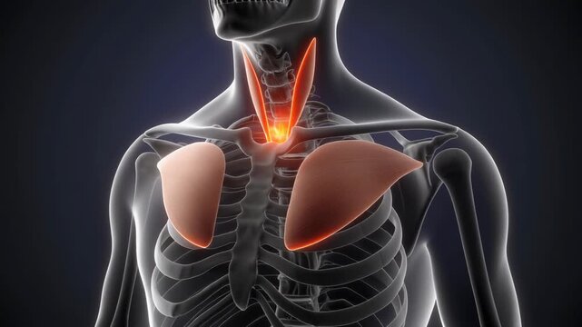 Anatomical 3D Animation of Human Thyroid Gland and Lungs.