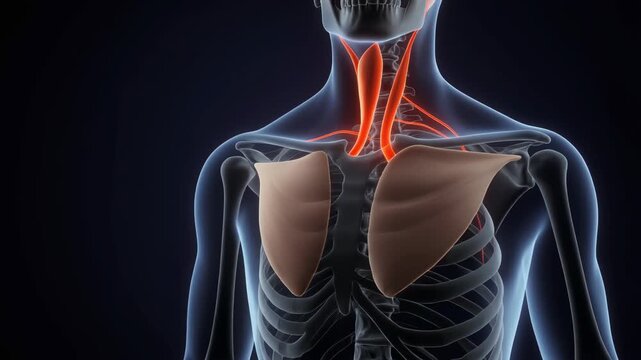 Anatomical visualization of the human neck and chest arteries.